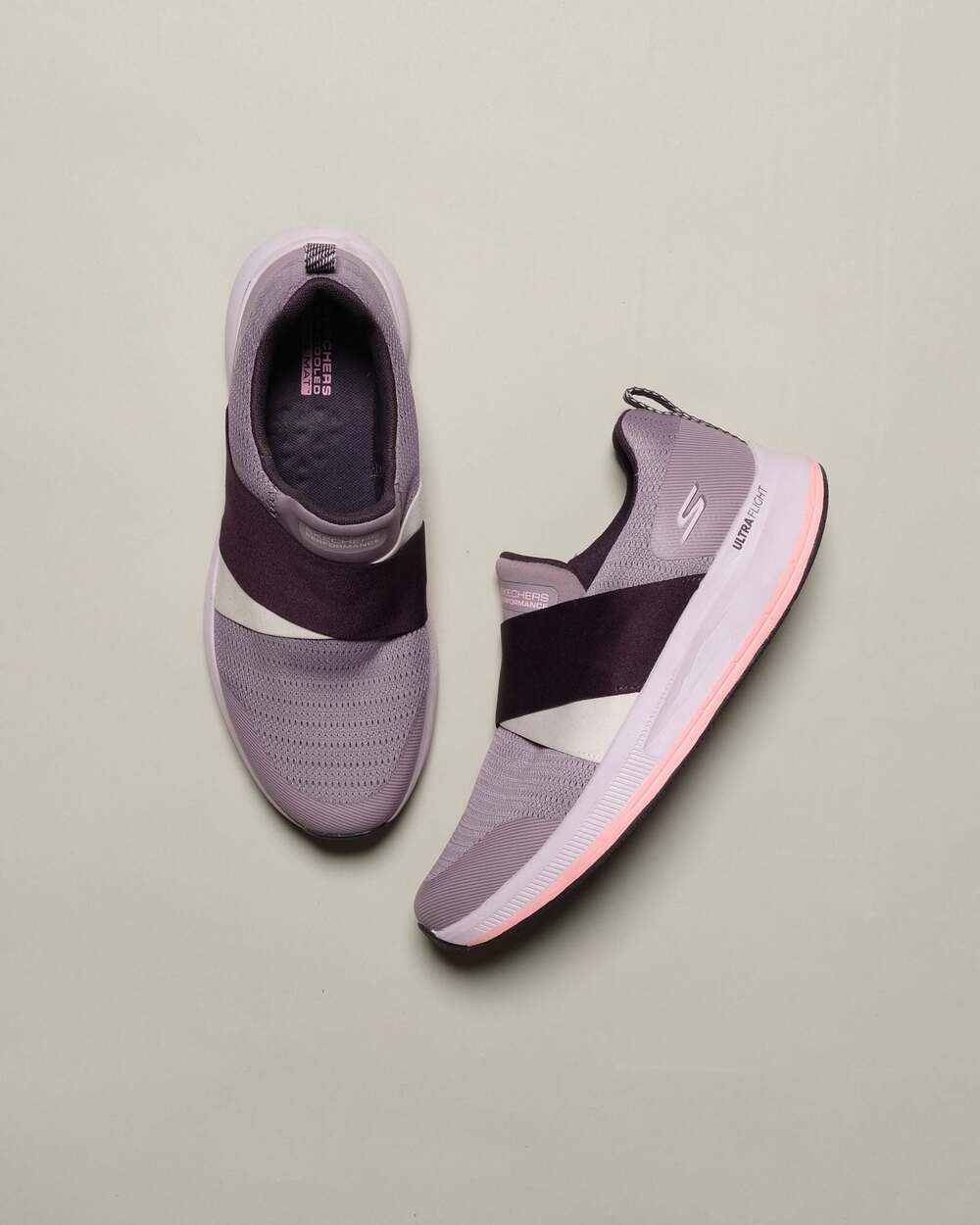 Skechers Performance Go Run Pulse Bold Venture Plum Slip-On Sneakers Size 8.5